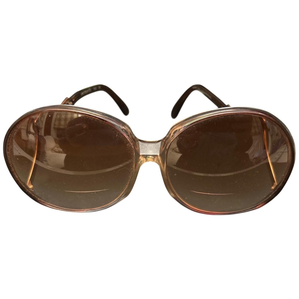 Luxottica Vintage Oversized Round Sunglasses Brown Gradient Made in Italy 130